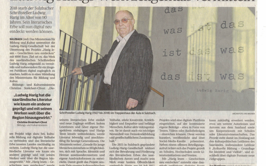 Saarbrücker Zeitung 16.04.26 | Ludwig Harigs Werk zeitgemäß vermitteln